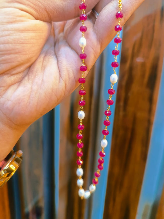 Bead chain red and white 21-11